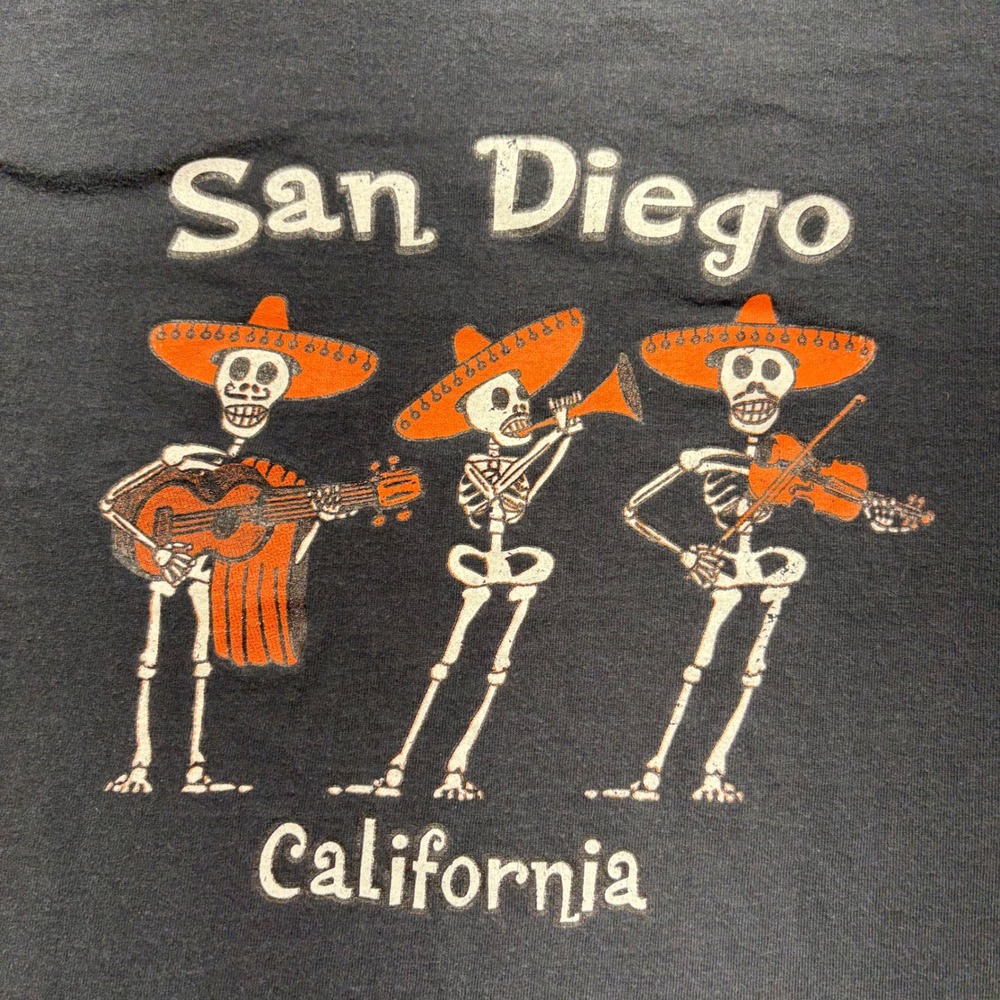 Port & Company T-Shirt Men Large Black Good San Diego Mariachi Skeletons Graphic - Picture 2 of 7